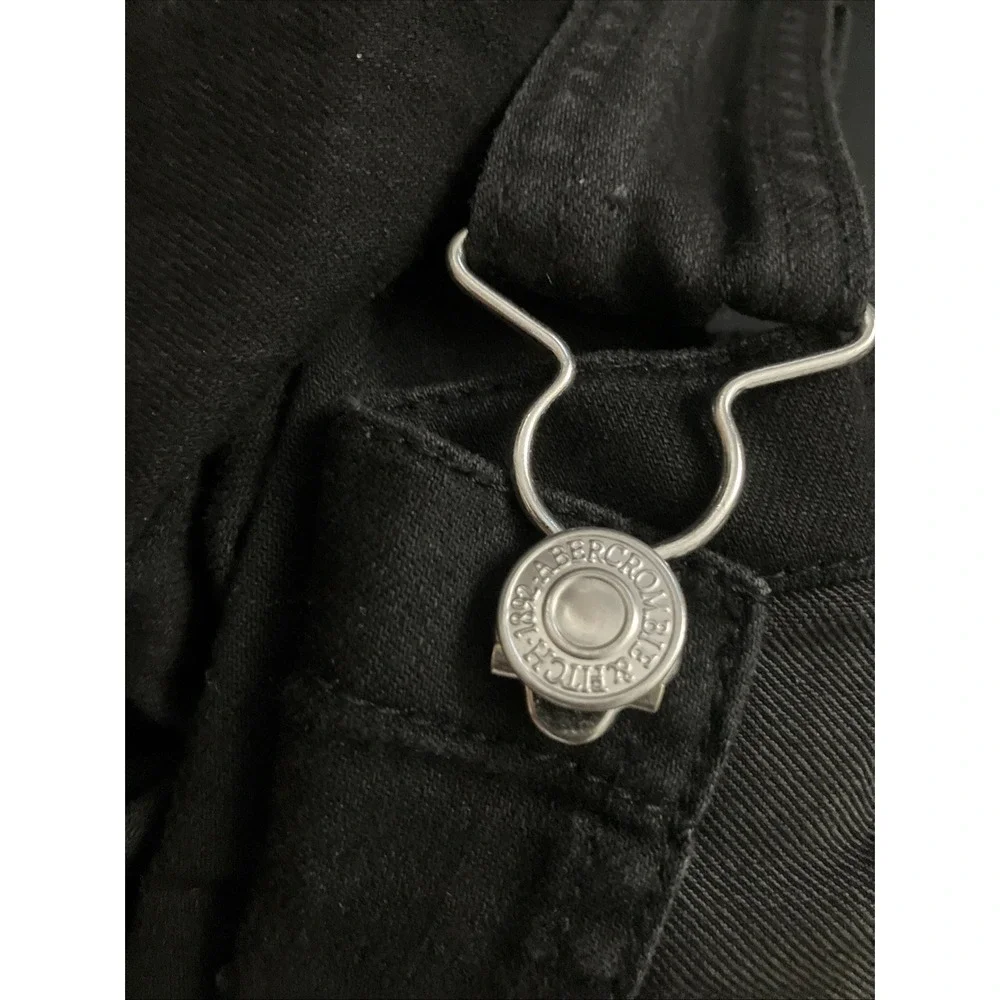 Abercrombie & Fitch Denim Bib Overalls Women's Size 27 4 Raw Hem Black Cute!